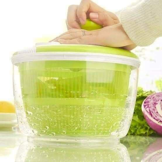 مجفف خضروات وسلطة يدوي بسلة ومقبض