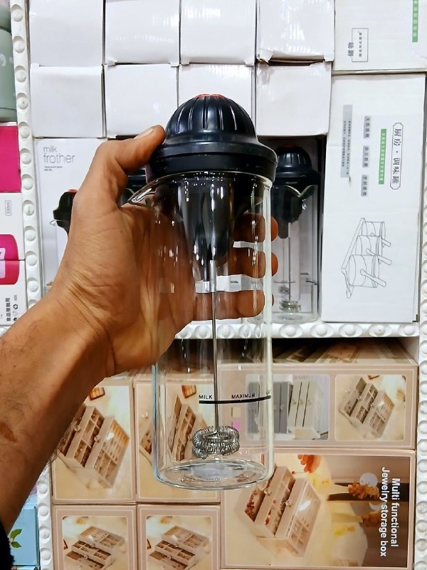 مضرب رغوة حليب مع دورق زجاج 450 مل